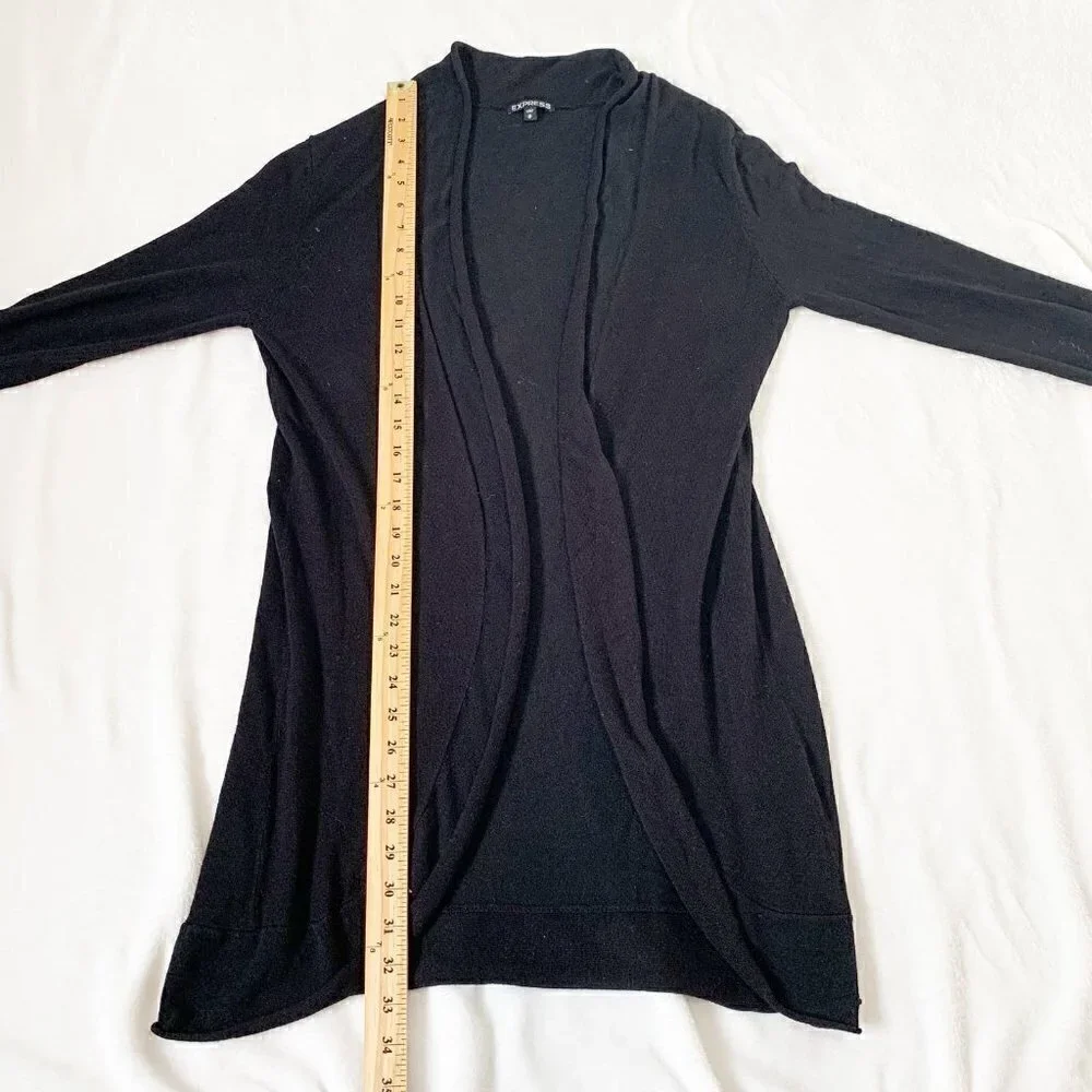Express Black Wool Blend Open Front Draped Cardigan Sweater‎ Medium